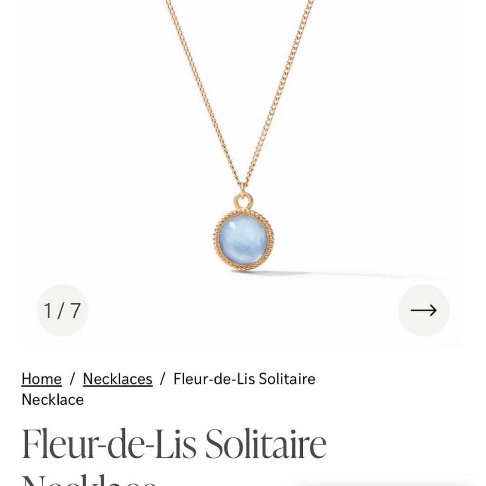 Julie Vos Gold Necklace with Light Blue Stone Pendant